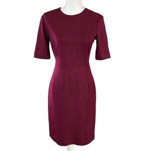 Babaton Aritzia Size 6 Burgundy Sheath Dress Ponte Knit